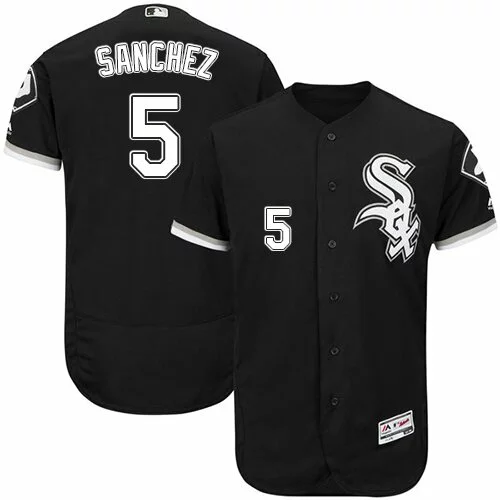 #5 Chicago White Sox Yolmer Sanchez Authentic Jersey: Black Men's Baseball Alternate Flex Base4771716