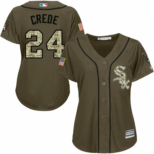 #24 Chicago White Sox Joe Crede Authentic Jersey: Green Women's Baseball Salute to Service7730326
