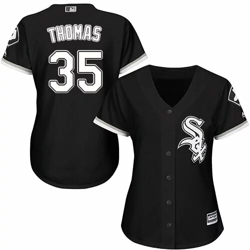 #35 Chicago White Sox Frank Thomas Authentic Jersey: Black Women's Baseball Alternate Cool Base4700326