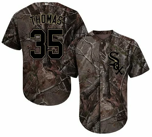 #35 Chicago White Sox Frank Thomas Authentic Jersey: Camo Youth Baseball Realtree Collection Flex Base6902028