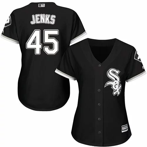 #45 Chicago White Sox Bobby Jenks Authentic Jersey: Black Women's Baseball Alternate Cool Base3230326