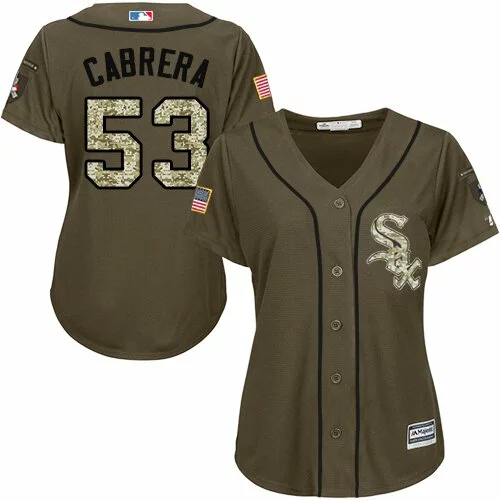 #53 Chicago White Sox Melky Cabrera Authentic Jersey: Green Women's Baseball Salute to Service8560326