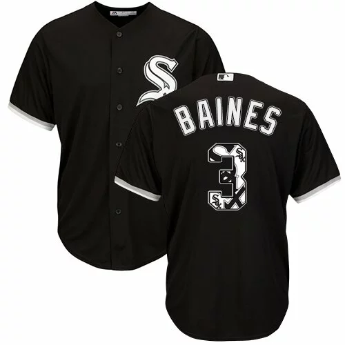 #3 Chicago White Sox Harold Baines Authentic Jersey: Black Men's Baseball Team Logo Fashion Cool Base8942013