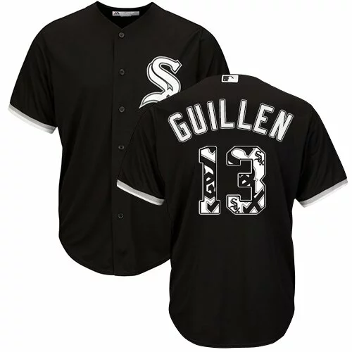 #13 Chicago White Sox Ozzie Guillen Authentic Jersey: Black Men's Baseball Team Logo Fashion Cool Base5692013