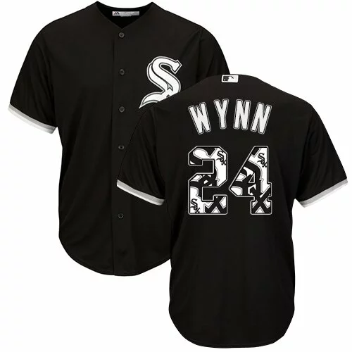 #24 Chicago White Sox Early Wynn Authentic Jersey: Black Men's Baseball Team Logo Fashion Cool Base7912013