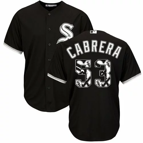 #53 Chicago White Sox Melky Cabrera Authentic Jersey: Black Men's Baseball Team Logo Fashion Cool Base5042013