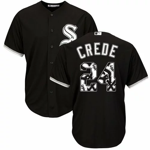 #24 Chicago White Sox Joe Crede Authentic Jersey: Black Men's Baseball Team Logo Fashion Cool Base9392013