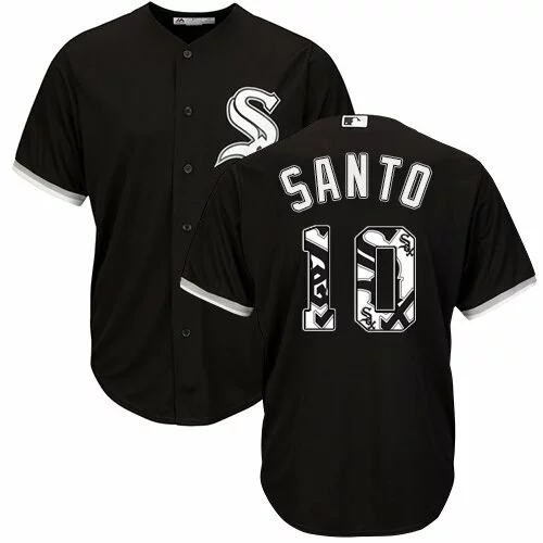 #10 Chicago White Sox Ron Santo Authentic Jersey: Black Men's Baseball Team Logo Fashion Cool Base6922013