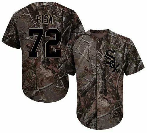 #72 Chicago White Sox Carlton Fisk Authentic Jersey: Camo Youth Baseball Realtree Collection Flex Base1902028