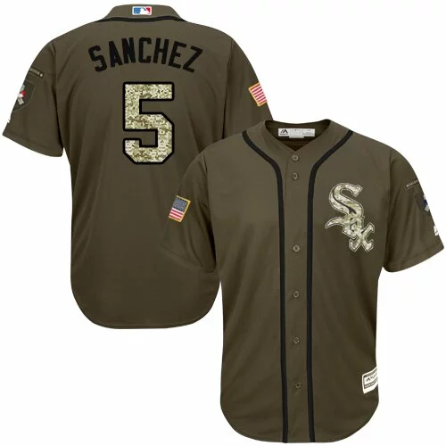 #5 Chicago White Sox Yolmer Sanchez Authentic Jersey: Green Youth Baseball Salute to Service2711716