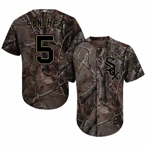 #5 Chicago White Sox Yolmer Sanchez Authentic Jersey: Camo Youth Baseball Realtree Collection Flex Base2601716