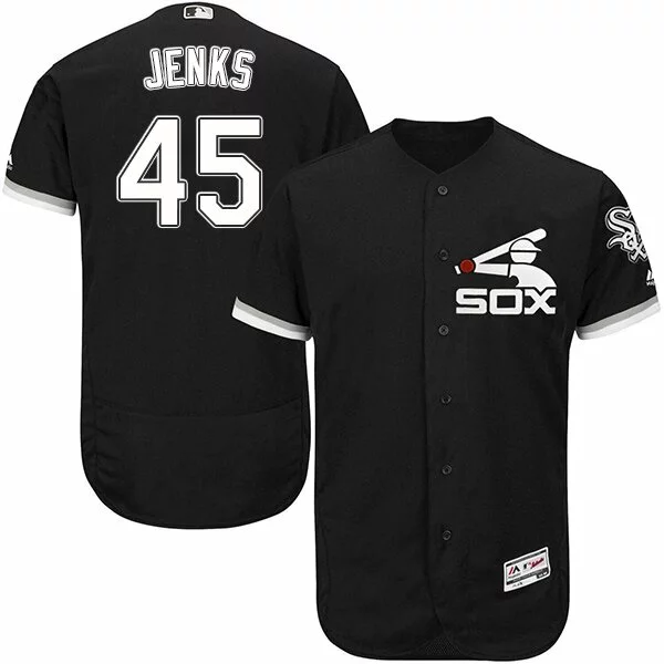#45 Chicago White Sox Bobby Jenks Authentic Jersey: Black Men's Baseball Alternate Cool Base1430326
