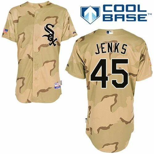 #45 Chicago White Sox Bobby Jenks Authentic Jersey: Camo Men's Baseball Commemorative Military Day Cool Base9910326