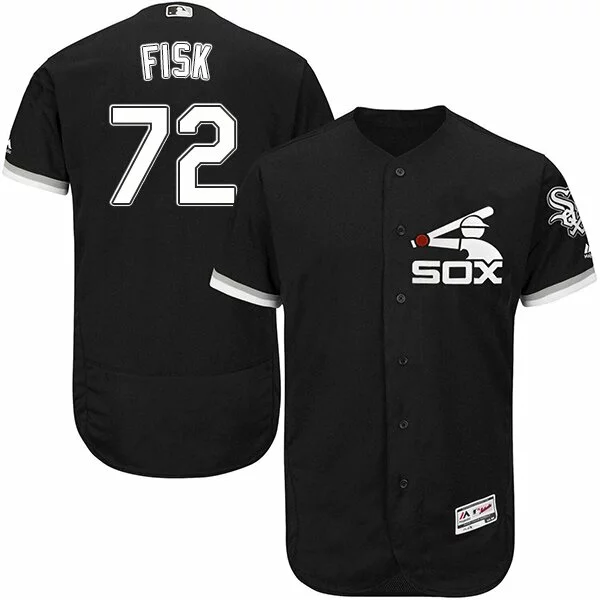 #72 Chicago White Sox Carlton Fisk Authentic Jersey: Black Men's Baseball Alternate Cool Base6070326
