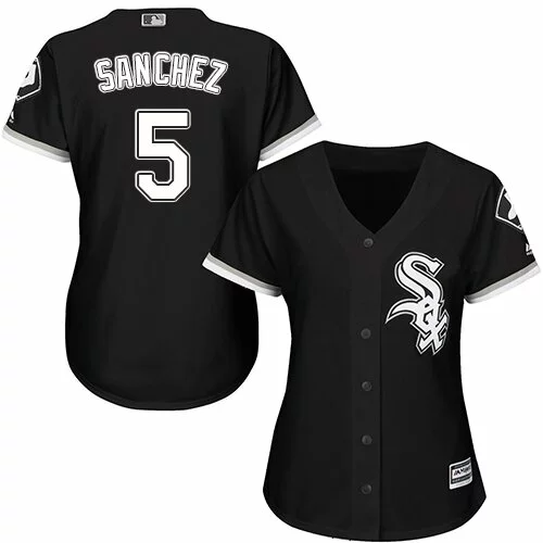 #5 Chicago White Sox Yolmer Sanchez Authentic Jersey: Black Women's Baseball Alternate Cool Base5961716