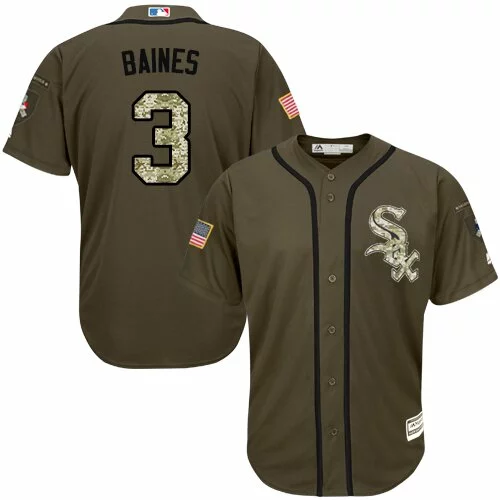 #3 Chicago White Sox Harold Baines Authentic Jersey: Green Men's Baseball Salute to Service4290326
