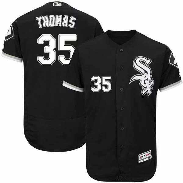 #35 Chicago White Sox Frank Thomas Authentic Jersey: Black Men's Baseball Flexbase Collection7430326
