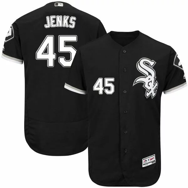 #45 Chicago White Sox Bobby Jenks Authentic Jersey: Black Men's Baseball Flexbase Collection4390326