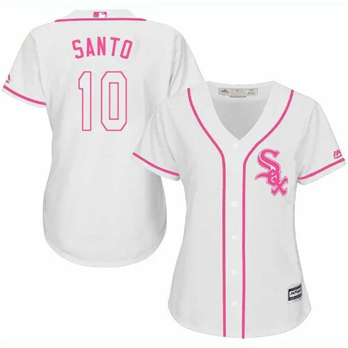 #10 Chicago White Sox Ron Santo Replica Jersey: White Women's Baseball Fashion Cool Base5001553