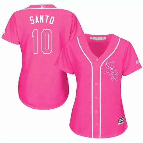 #10 Chicago White Sox Ron Santo Replica Jersey: Pink Women's Baseball Fashion Cool Base8211553