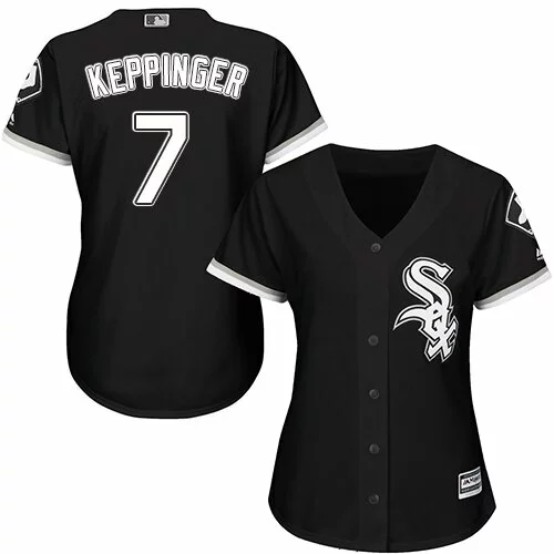 #7 Chicago White Sox Jeff Keppinger Authentic Jersey: Black Women's Baseball Alternate Cool Base8010326