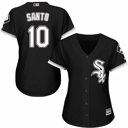 #10 Chicago White Sox Ron Santo Authentic Jersey: Black Women's Baseball Alternate Cool Base4620326