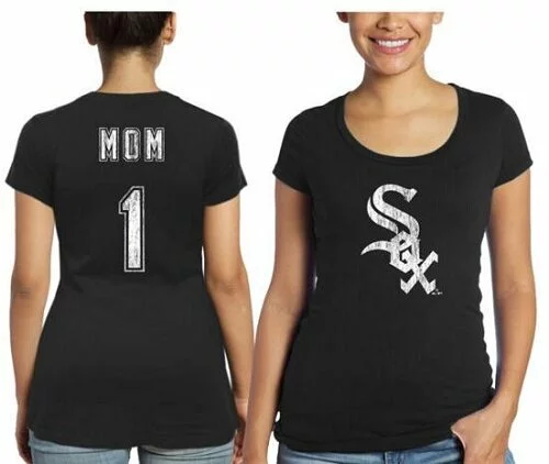 Baseball Chicago White Sox Threads Women's Mother's Day #1 Mom T-Shirt - Black