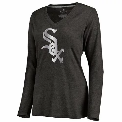 Baseball Chicago White Sox Women's Platinum Collection Long Sleeve V-Neck Tri-Blend T-Shirt - Grey